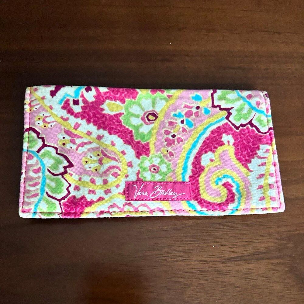 Vera Bradley Women's Checkbook Tri-Fold Snap Wallet capri melon pre owned